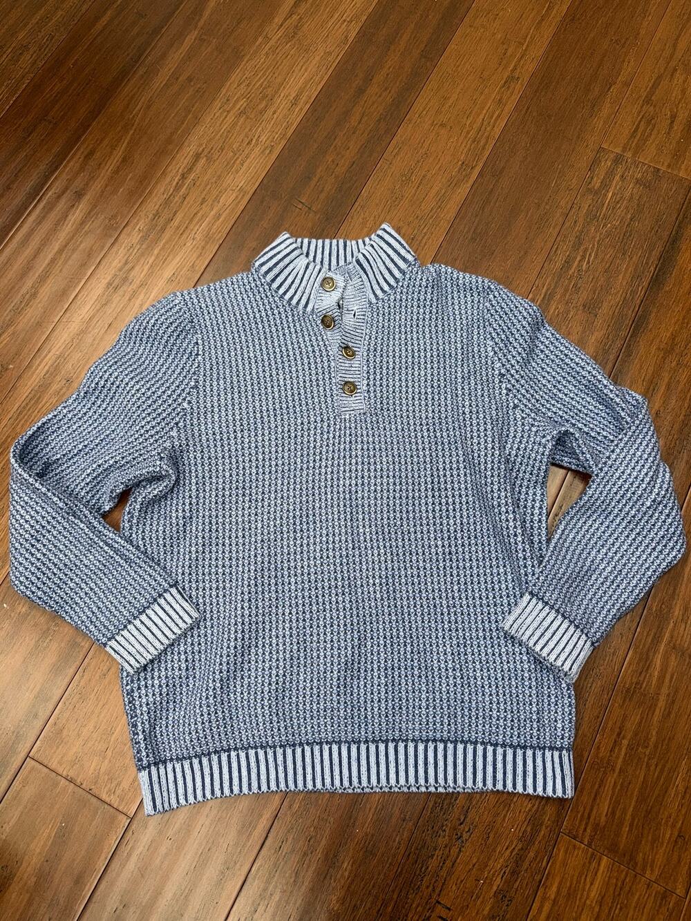 Tommy Bahama Crescent Cove Button Mock Sweater Chambray Blue L Large